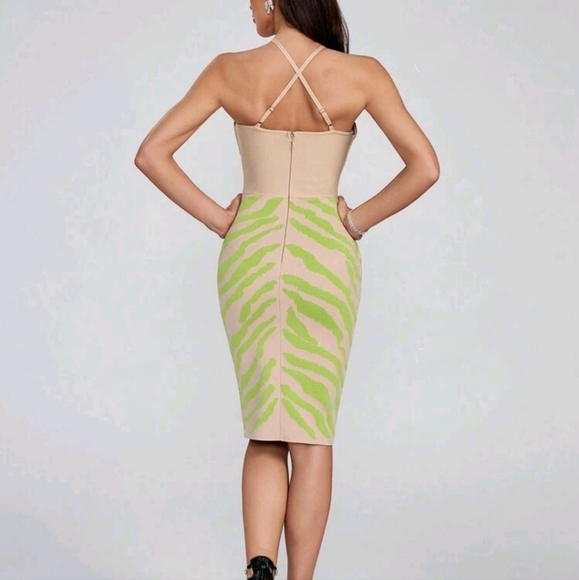 Contrast Color Criss-Cross Strap Bandage Dress,Fashionable Sleeveless  Dress - Picture 4 of 4